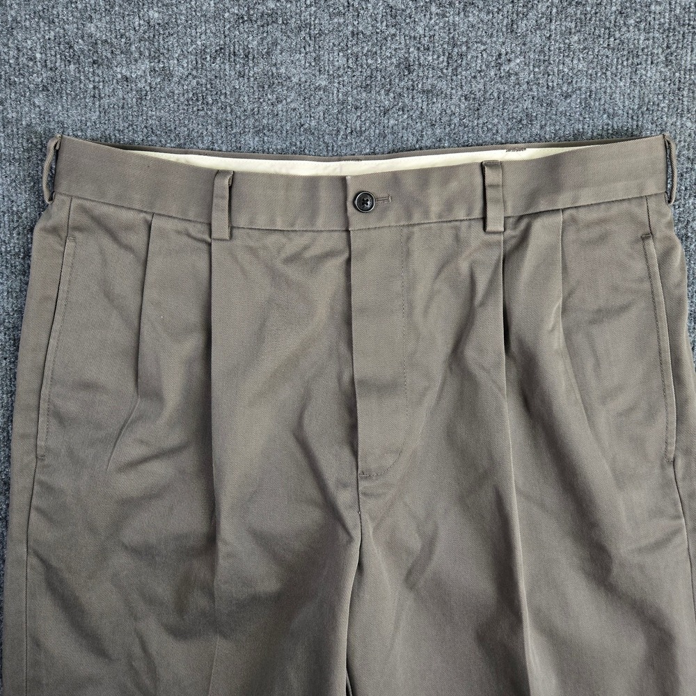 Brooks Brothers Pants Mens 35x33 Brown Tan Advantage Chino Elliot Pleated Cuffed - Picture 3 of 13